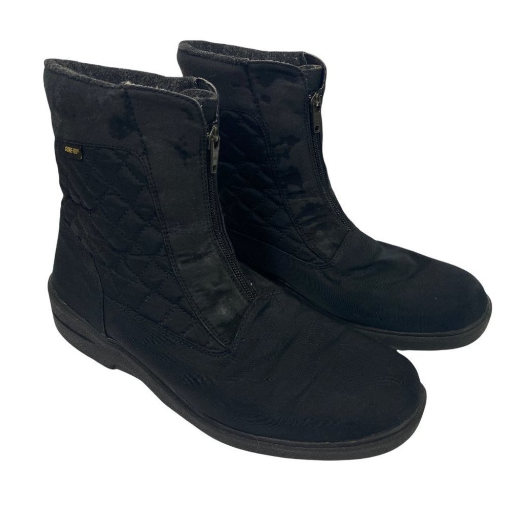 LL Bean Black Gore-Tex Quilted Boots Zip-Up Winter Booties Sz 11